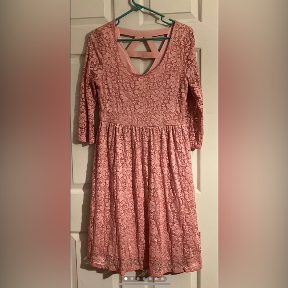 Max C London, dress, knee length, Blush, Pink Lace Dress, size 14